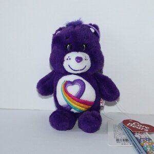 Rainbow Heart Bear - 6" Care Bears plushie pendant - stuffed animal keychain